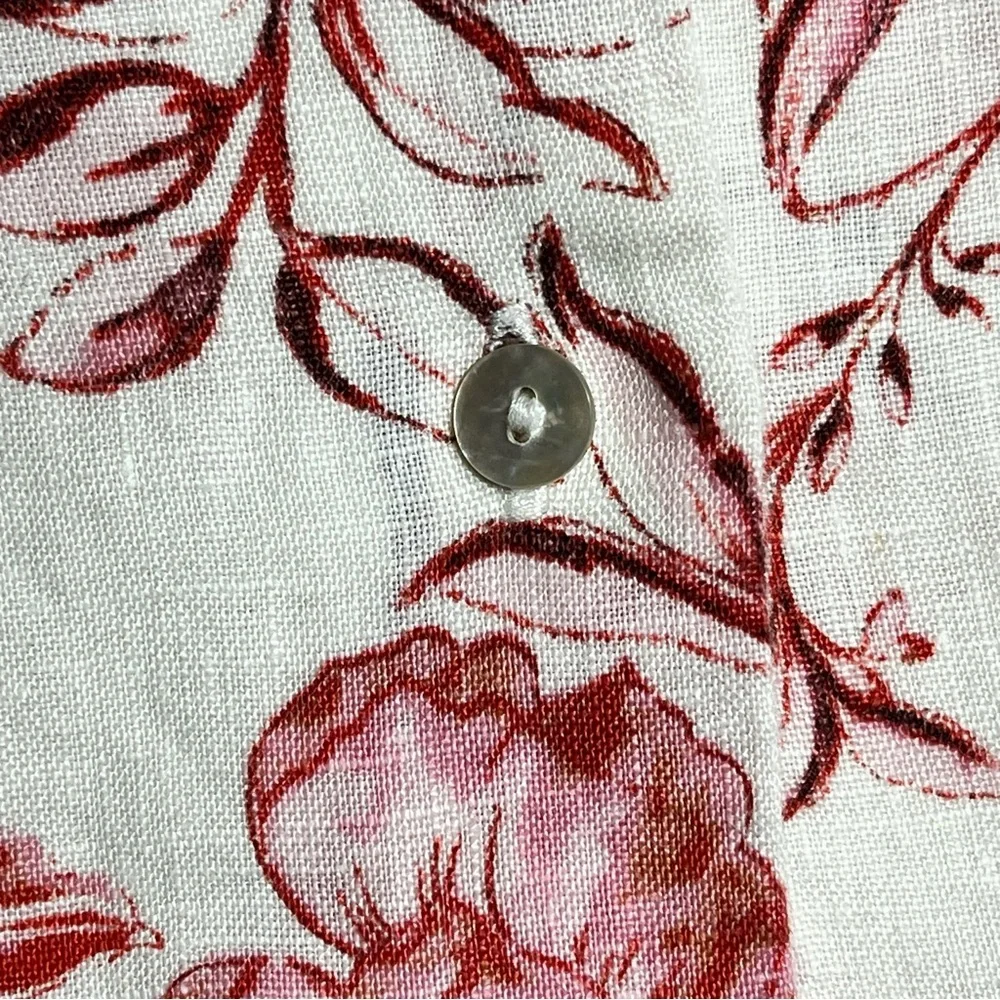 Cynthia Rowley 100% Linen Short Sleeve Floral Top Size M - Picture 8 of 11